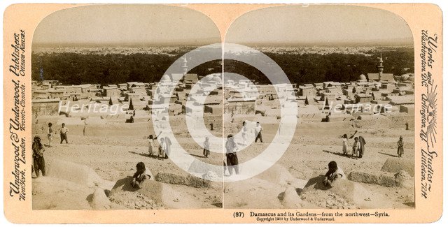 Damascus and its gardens, as seen from the north-west, Syria, 1900.Artist: Underwood & Underwood