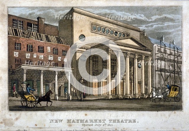 View of the Haymarket Theatre, Westminster, London, 1821.                                            Artist: James Findlay