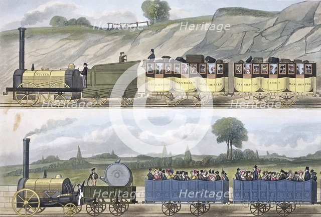'Coloured view of the Liverpool & Manchester Railway', 1832-1833. Artist: SG Hughes