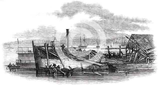Scene of the Accident to the "Pacific" Steam-Ship, on Leaving New York, 1850. Creator: Unknown.