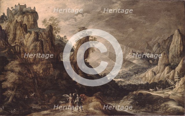 Landscape with Tobias and the Angel. Artist: Keuninck, Kerstiaen, de (ca.1560-1633)