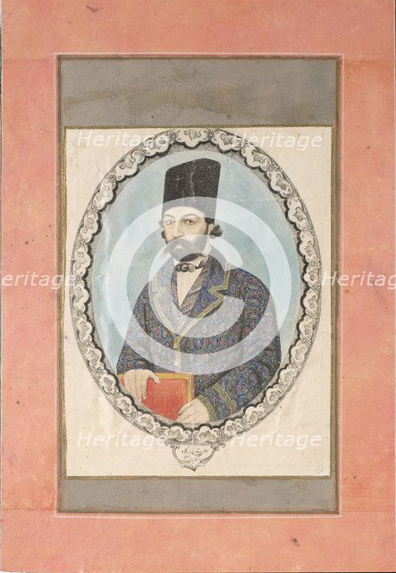 Portrait of a man with a Book, c. 1870. Artist: Aqa Bala (active Mid of 19th cen.)
