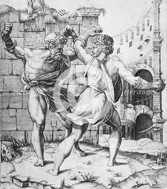 Entellus and Dares, between 1520 and 1525. Creators: Marco Dente, Giulio Romano.