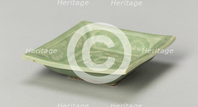 Square Dish with Symbols of Longevity and Immortality, Yuan dynasty (1271-1368). Creator: Unknown.