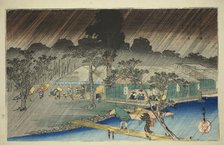 Evening Shower at the Bank of Tadasu River (Tadasugawara no yudachi), from the series..., c. 1834. Creator: Ando Hiroshige.