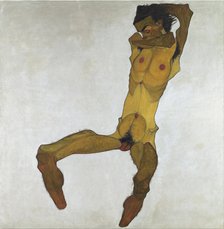 Seated Male Nude (Self-Portrait), 1910. Artist: Schiele, Egon (1890–1918)