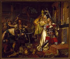 The death of Canute IV of Denmark in the Church of Saint Albanus (The Murder of Canute the Holy), 18 Artist: Benzon, Christian Albrecht von (1816-1849)