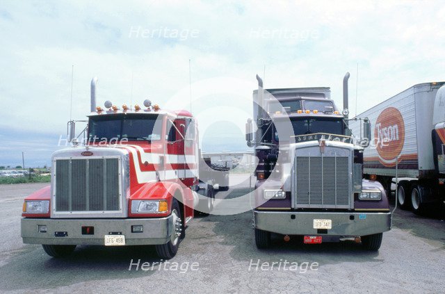 American Trucks at Truckstop in USA. Artist: Unknown.