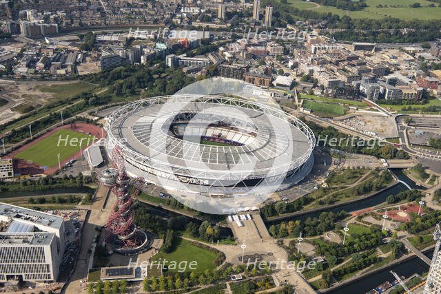 London Stadium, home of.West Ham Football Club, Stratford Marsh, London, 2021. Creator: Damian Grady.