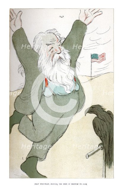 'Walt Whitman, Inciting the Bird of Freedom to Soar', 1904.Artist: Max Beerbohm