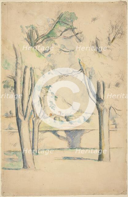 Mont Sainte-Victoire Seen beyond the Wall of the Jas de Bouffan, c. 1885/1888. Creator: Paul Cezanne.