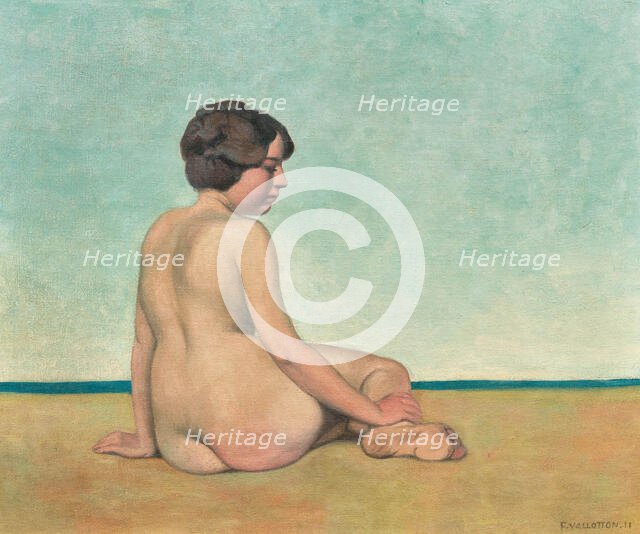 Petite baigneuse assise sur le sable, 1911. Creator: Vallotton, Felix Edouard (1865-1925).