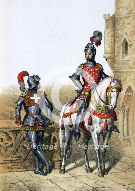 Captain of the archers in Paris and a cavalier, 15th century, (1887). Artist: A Lemercier