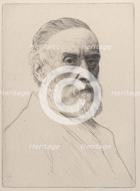 Portrait of George Frederic Watts, 1879. Creator: Alphonse Legros.