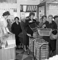 Opening of Brough's supermarket, Thurnscoe, South Yorkshire, 1963.  Artist: Michael Walters