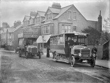 Two early motor buses, Cowley Road, Cowley, Oxford, Oxfordshire, 1914. Artist: Henry Taunt