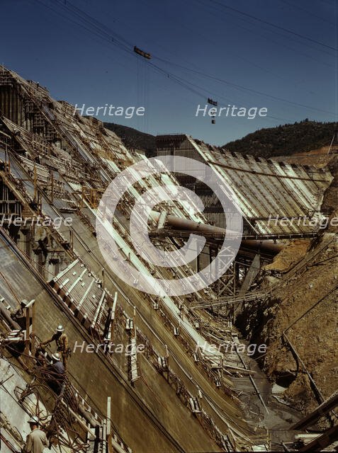 Shasta dam under construction, California, 1942. Creator: Russell Lee.