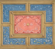 Design for a coffered ceiling with painted panels, 1840-97. Creators: Jules-Edmond-Charles Lachaise, Eugène-Pierre Gourdet.