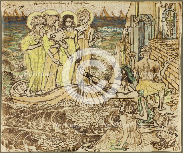 The Arrival of the Muses of Art at Architecture, 1890. Creator: Jan Toorop.