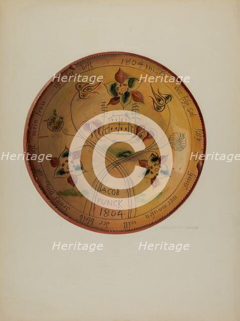 Pa. German Plate, c. 1936. Creator: Charlotte Angus.