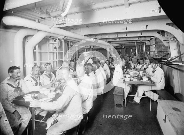 U.S.S. Massachusetts, crew at mess, between 1896 and 1901. Creator: Unknown.
