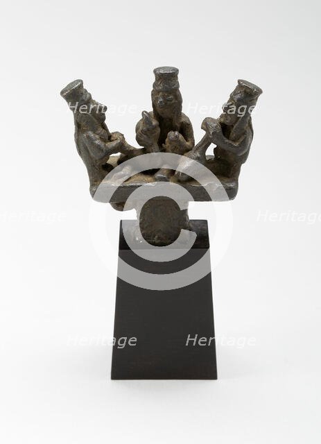 Finial for Pin or Blade Depicting Figures Shearing a Llama, A.D. 1450/1532. Creator: Unknown.