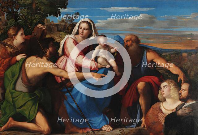 Sacra Conversazione with Donors, c1525. Creator: Palma il Vecchio, Jacopo, the Elder (1480-1528).