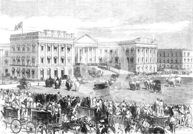 Waiting for the arrival of the Duke of Edinburgh at Government House, Calcutta, 1870. Creator: C. R..