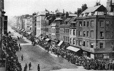 Crowds waiting for the Queen in St James's Street, London, 1880s (1926-1927). Artist: Unknown