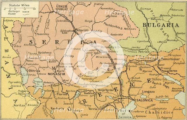 'Map of Salonica Front', 1919. Creator: George Philip & Son Ltd.
