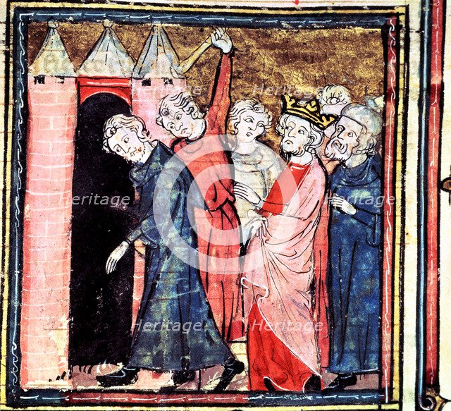 Conspiracy against Louis I the Pious, 'Emperor of the West', miniature in 'Great Chronicles of Fr…