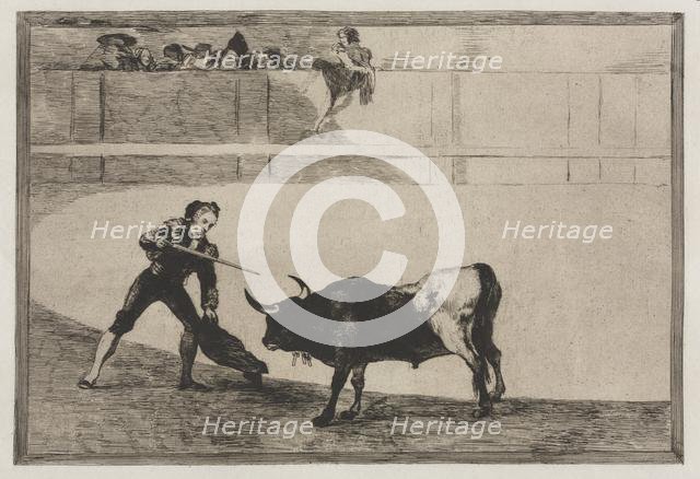 Bullfights: Pedro Romeo Killing the Halted Bull, 1876. Creator: Francisco de Goya (Spanish, 1746-1828).