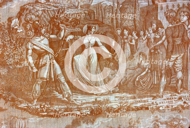 Départ d'Elodie pour Nancy, (Furnishing Fabric), Munster, c. 1822.  Creator: Hartmann et Fils.