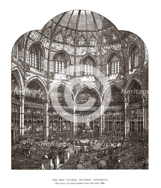 The New Council Chamber Guildhall, 1884, (1886). Artist: Horace Jones.