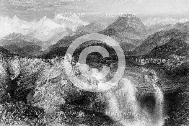 'Falls near the Source of the Jumna', 1838. Creator: George Francis White.