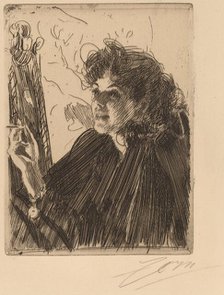 Girl with Cigarette, 1891. Creator: Anders Leonard Zorn.