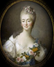 Jeanne Bécu, comtesse Du Barry (1743-1793) as Flora. Artist: Drouais, François-Hubert (1727-1775)
