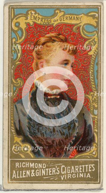 Empress of Germany, from World's Sovereigns series (N34) for Allen & Ginter Cigarettes, 1889., 1889. Creator: Allen & Ginter.