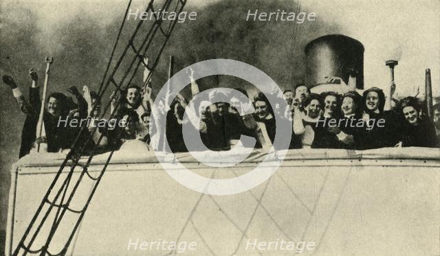 British Red Cross nurses on their way to the front, First World War, 1914, (c1920). Creator: Unknown.