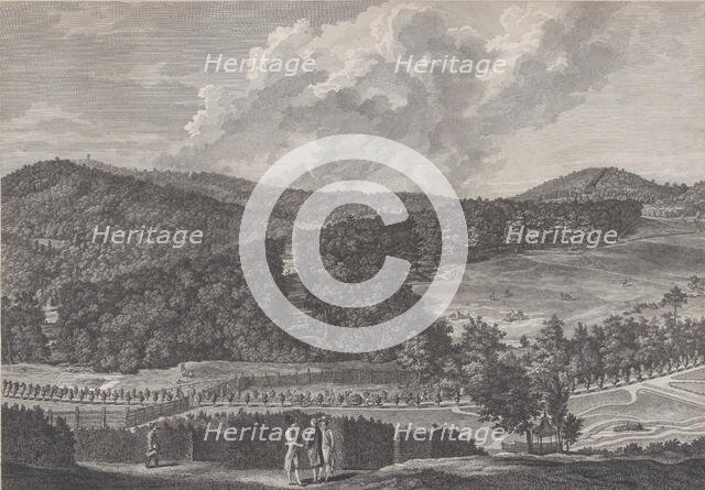 IIde Vue du Parc de Neu-Waldeck prise du Pavillon Chinois vers le Midi, from Views of the ..., 1782. Creators: Jakob Matthias Schmutzer, Carl Conti, Clemens Kohl, Franz Karl Zoller.