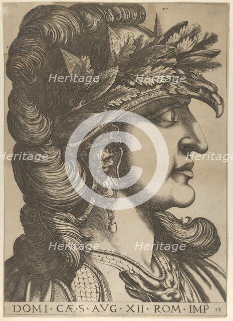 Plate 12: Domitian in profile to the right, from 'The Twelve Caesars', 1610-40. Creator: Anon.