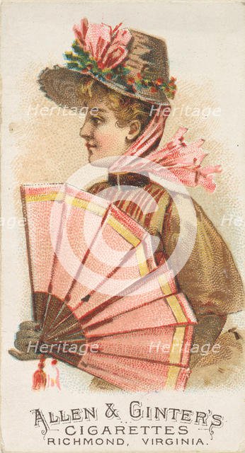 Plate 19, from the Fans of the Period series (N7) for Allen & Ginter Cigarettes Brands, 1889. Creator: Allen & Ginter.
