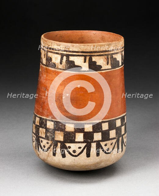 Beaker with Bands of Geometric Motifs, 180 B.C./A.D. 500. Creator: Unknown.