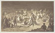 Untitled [Painting of The Campfires at Camp de Chalons by Bénédict Masson], 1857.  Creator: Gustave Le Gray.