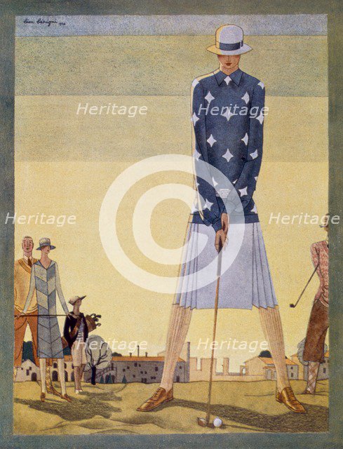 Ladies Golf Outfit by Jane Regny, pub. 1926 (colour lithograph)
