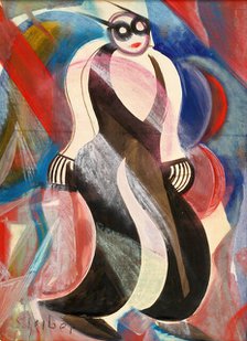 Standing woman in evening dress. Creator: Scheiber, Hugo (1873-1950)