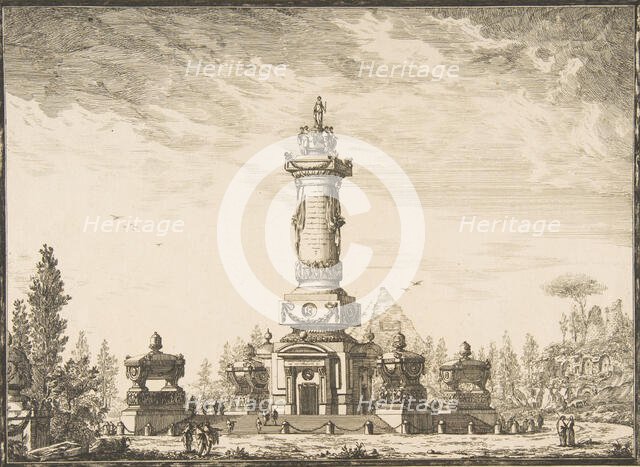 Elevation en perspective d'une Colonne Funeraire destinée pour la Sépultre..., 1746-50. Creator: Ennemond Alexandre Petitot.