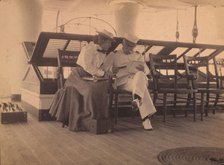 Frances B. Johnston and Admiral Dewey on the deck of the U.S.S. Olympia, 1899. Creator: Unknown.