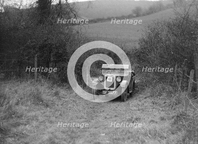 Austin Chummy of J Dyson-Taylor competing in the Inter-Varsity Trial, November 1931. Artist: Bill Brunell.