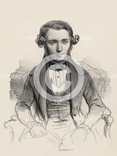 Portrait of pianist and composer Jacob Rosenhain (1813-1894) , 1845. Creator: Anonymous.